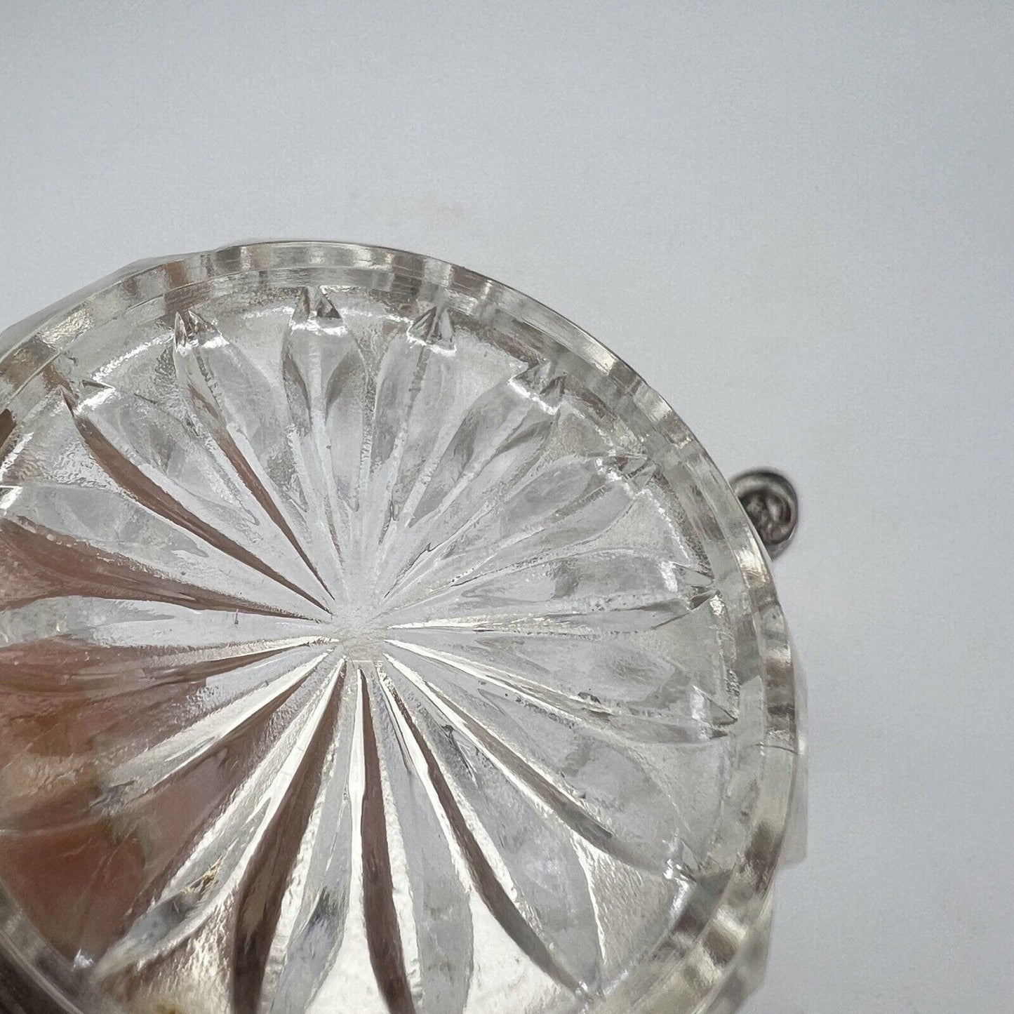 Antica Saliera in argento sheffield plated e vetro con cucchiaino stile impero Categoria Sheffield & Argento