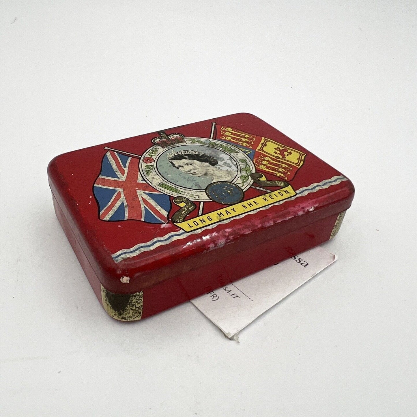 Antica Scatola in latta inglese incoronazione Regina Elisabetta II 1953 Reale 50 Categoria Collezionismo:Collezioni diverse:Scatole di latta
