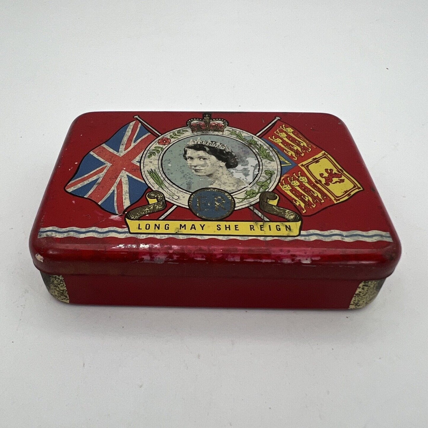 Antica Scatola in latta inglese incoronazione Regina Elisabetta II 1953 Reale 50 Categoria Collezionismo:Collezioni diverse:Scatole di latta