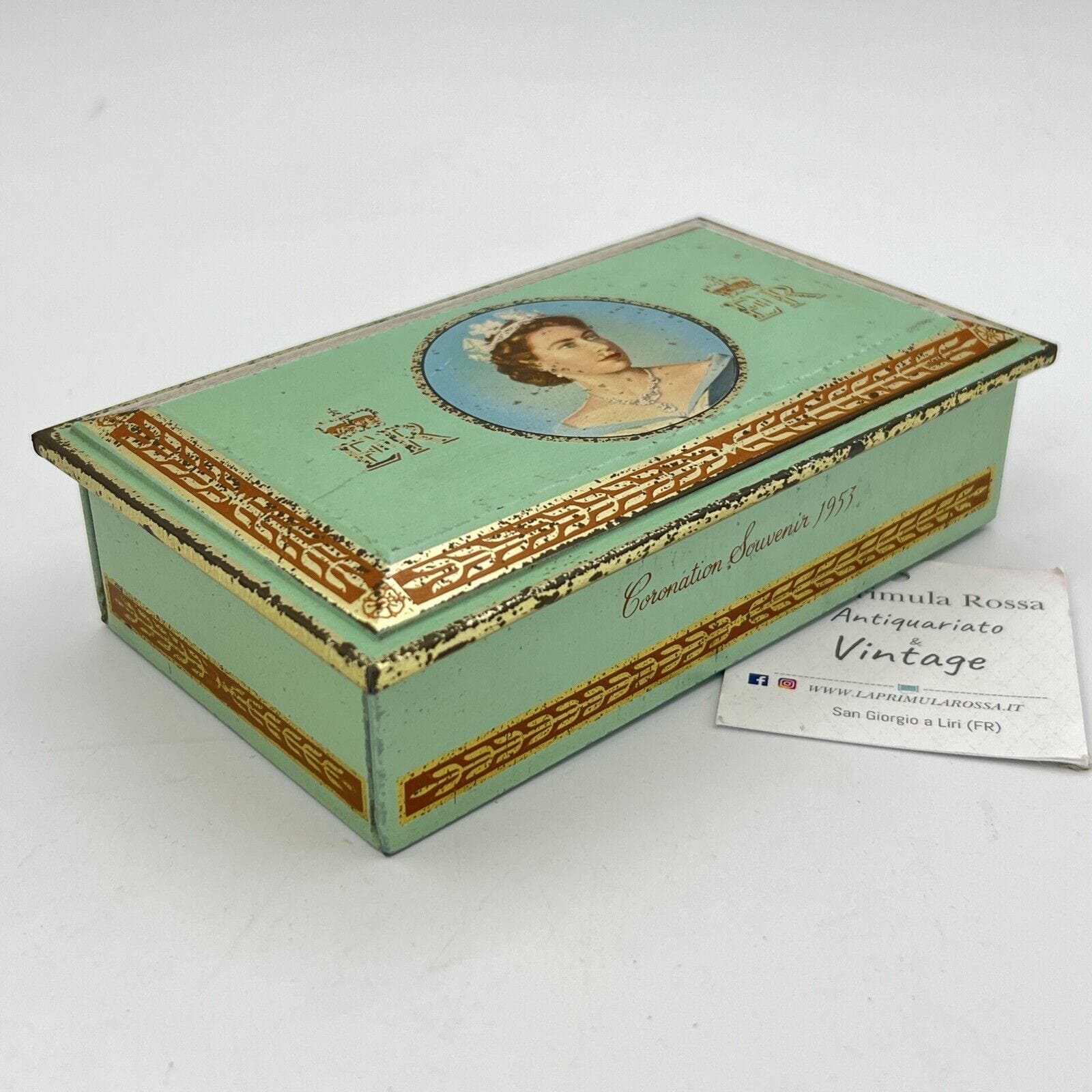 Antica Scatola in latta inglese incoronazione Regina Elisabetta II 1953 Reale XX Categoria  Collezionismo:Collezioni diverse:Scatole di latta