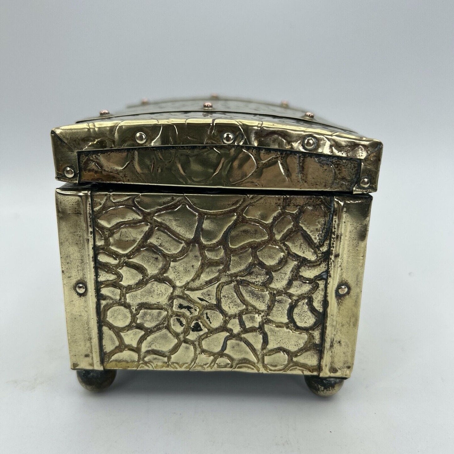 Antica Scatola in legno e ottone Cofanetto vintage Inglese contenitore per tè Categoria altro