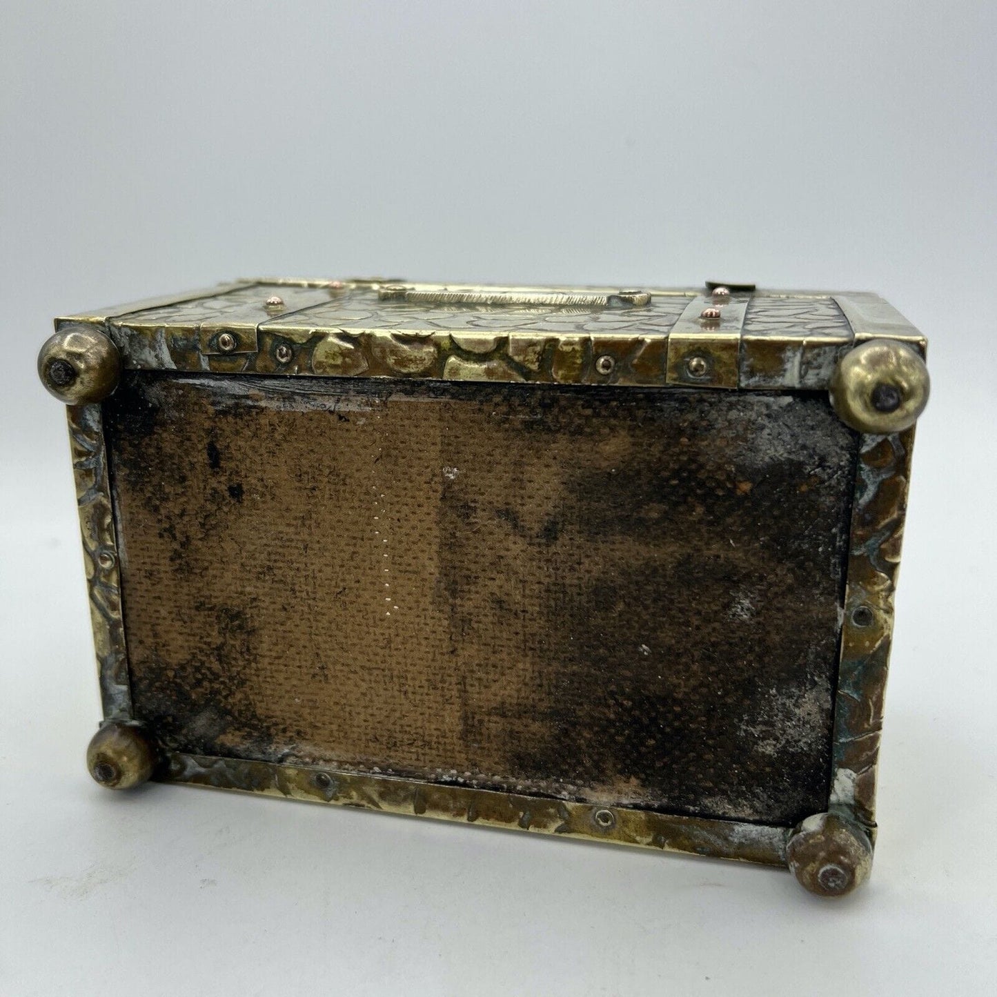 Antica Scatola in legno e ottone Cofanetto vintage Inglese contenitore per tè Categoria altro