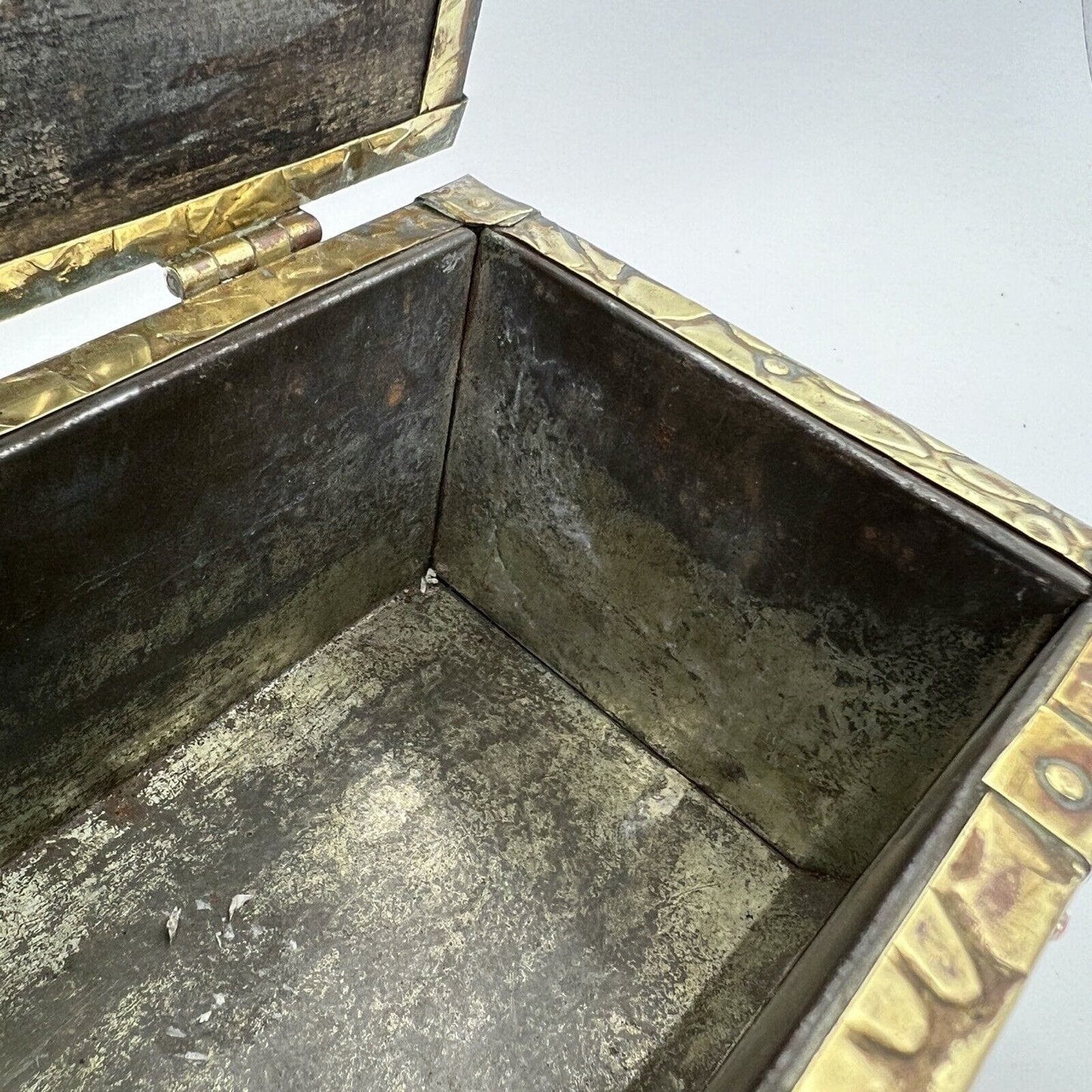 Antica Scatola in legno e ottone Cofanetto vintage Inglese contenitore per tè Categoria altro