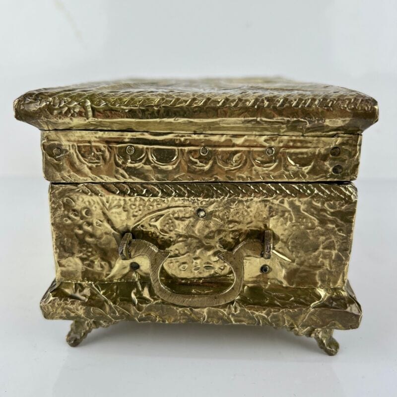 Antica Scatola in legno ottone Cofanetto vintage Portagioie Inglese contenitore Categoria Ottone