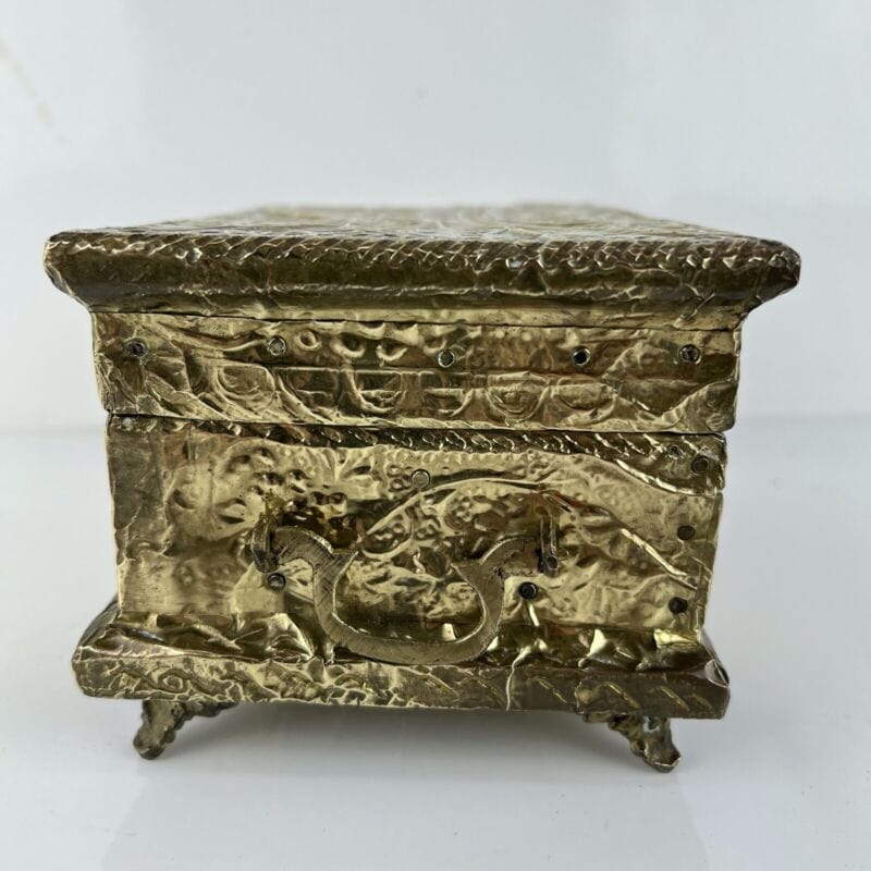 Antica Scatola in legno ottone Cofanetto vintage Portagioie Inglese contenitore Categoria Ottone