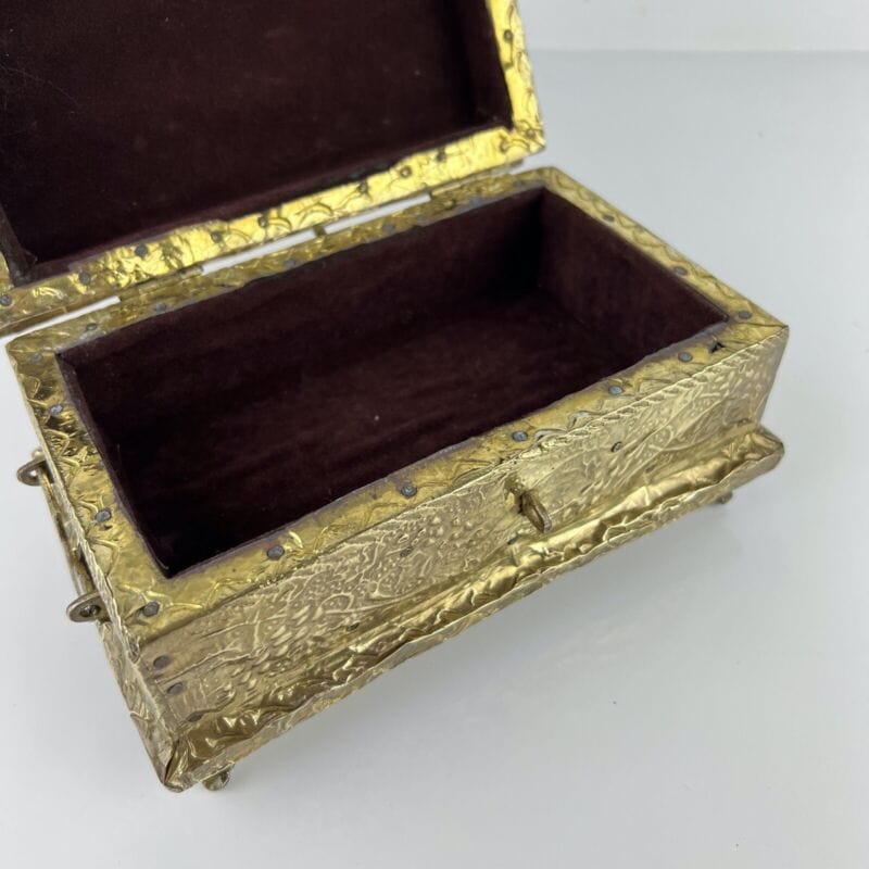 Antica Scatola in legno ottone Cofanetto vintage Portagioie Inglese contenitore Categoria Ottone