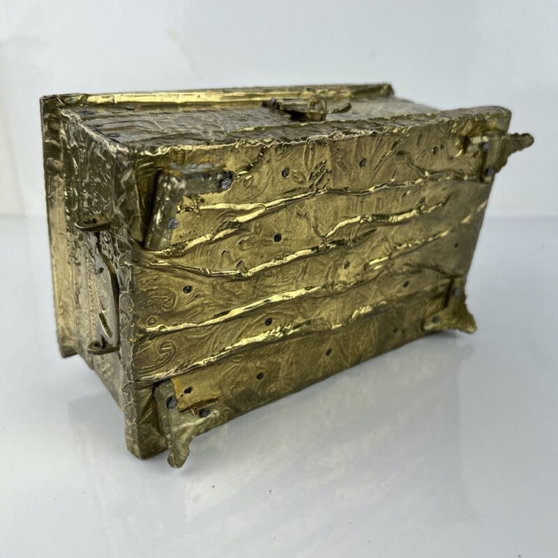 Antica Scatola in legno ottone Cofanetto vintage Portagioie Inglese contenitore Categoria Ottone