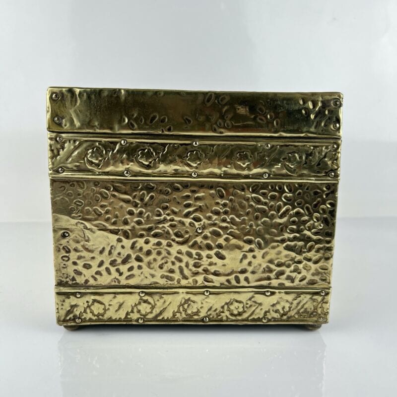 Antica Scatola in legno ottone Cofanetto vintage Veliero Inglese contenitore A Categoria Ottone