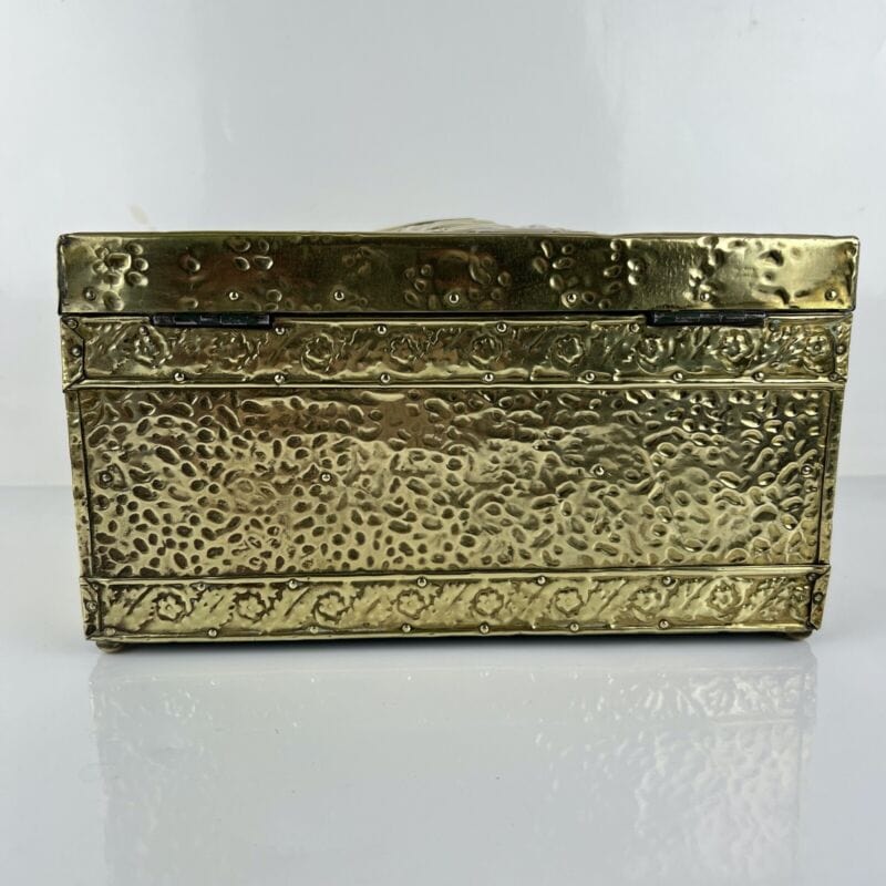 Antica Scatola in legno ottone Cofanetto vintage Veliero Inglese contenitore A Categoria Ottone