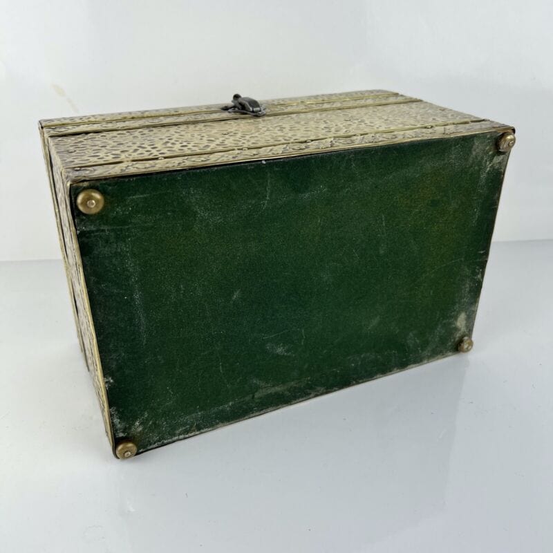Antica Scatola in legno ottone Cofanetto vintage Veliero Inglese contenitore A Categoria Ottone