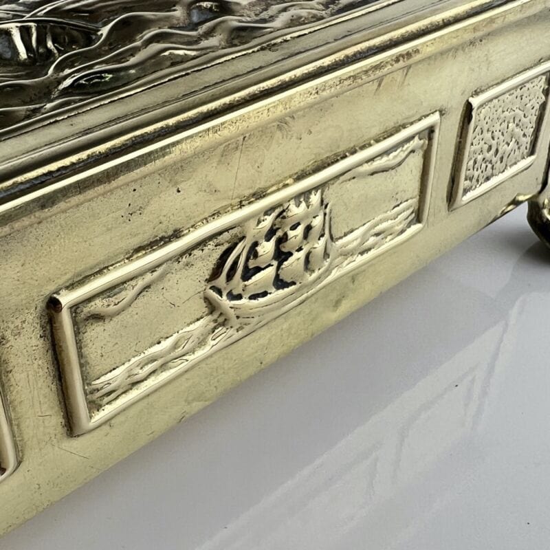 Antica Scatola in legno ottone Cofanetto vintage Veliero Inglese d' epoca 1940 Categoria altro