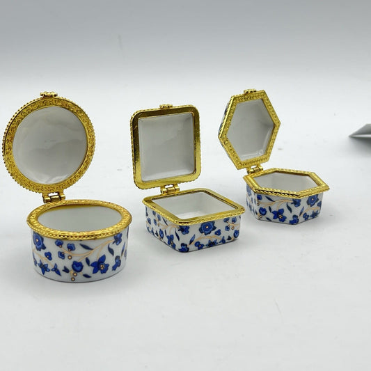 Antica Scatolina vintage in porcellana Set di 3 portagioie porta anelli pillole Categoria Scatoline portagioie