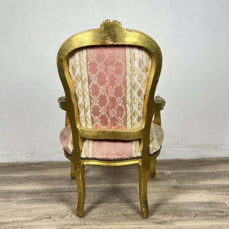 Antica sedia con braccioli poltrona in legno oro stile Luigi XVI Barocco dorata Categoria Arredamento