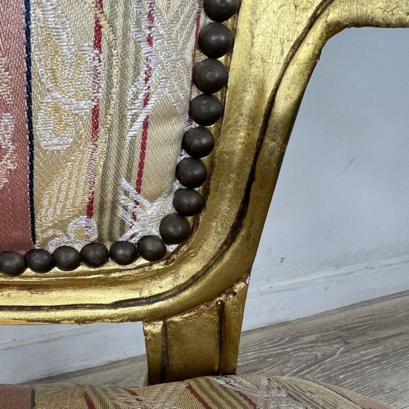 Antica sedia con braccioli poltrona in legno oro stile Luigi XVI Barocco dorata Categoria Arredamento