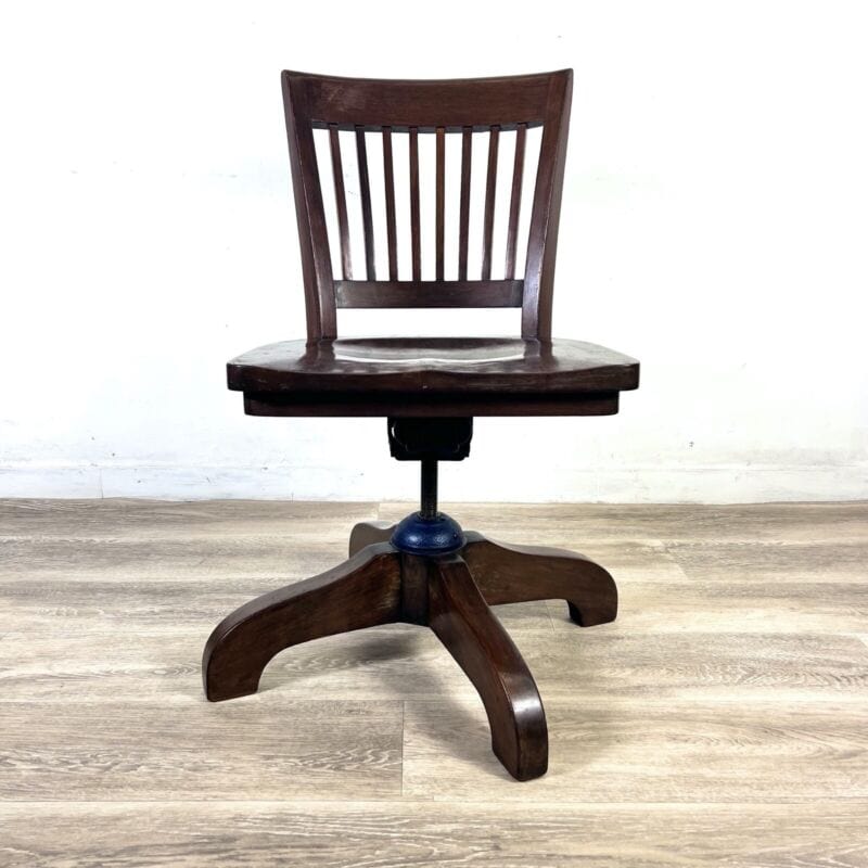Antica sedia da scrivania girevole in legno inglese ufficio epoca 800 regolabile Categoria Sedie