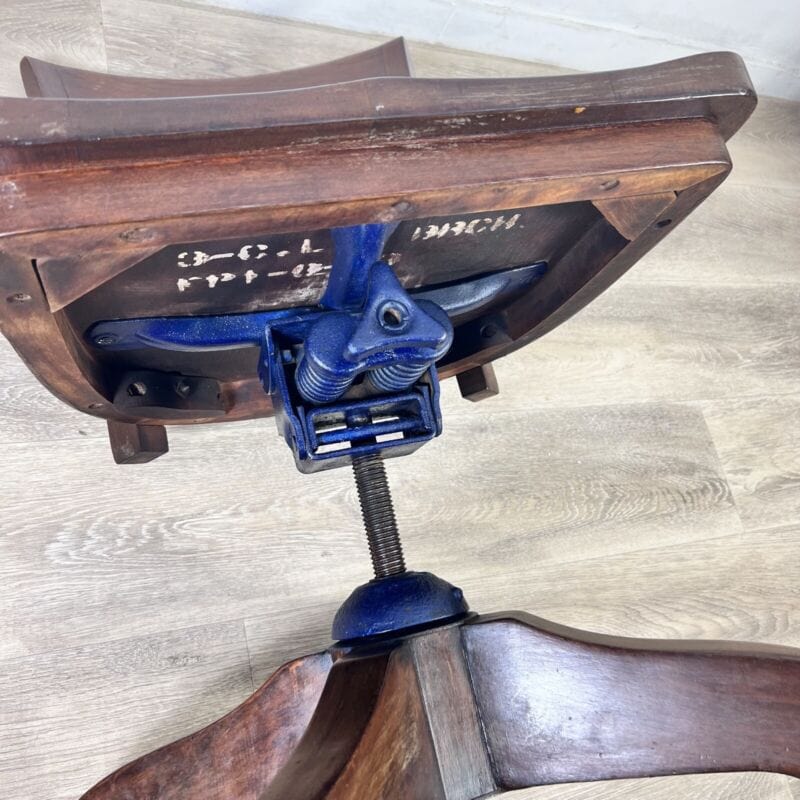 Antica sedia da scrivania girevole in legno inglese ufficio epoca 800 regolabile Categoria Sedie