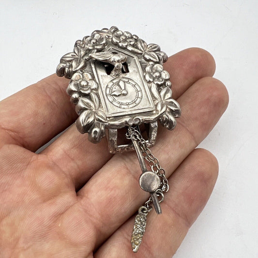 Antica spilla CORO Pegasus anni '60 Orologio a Cucu Fermaglio per Pelliccia Categoria  Bigiotteria & Accessori