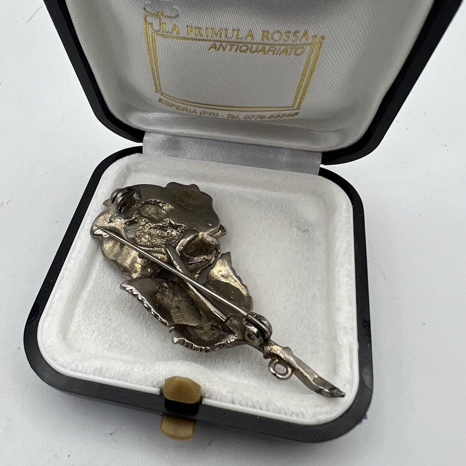 Antica Spilla inglese a forma di Rosa in metallo marcasite anni '50 gioiello Categoria  Bigiotteria & Accessori