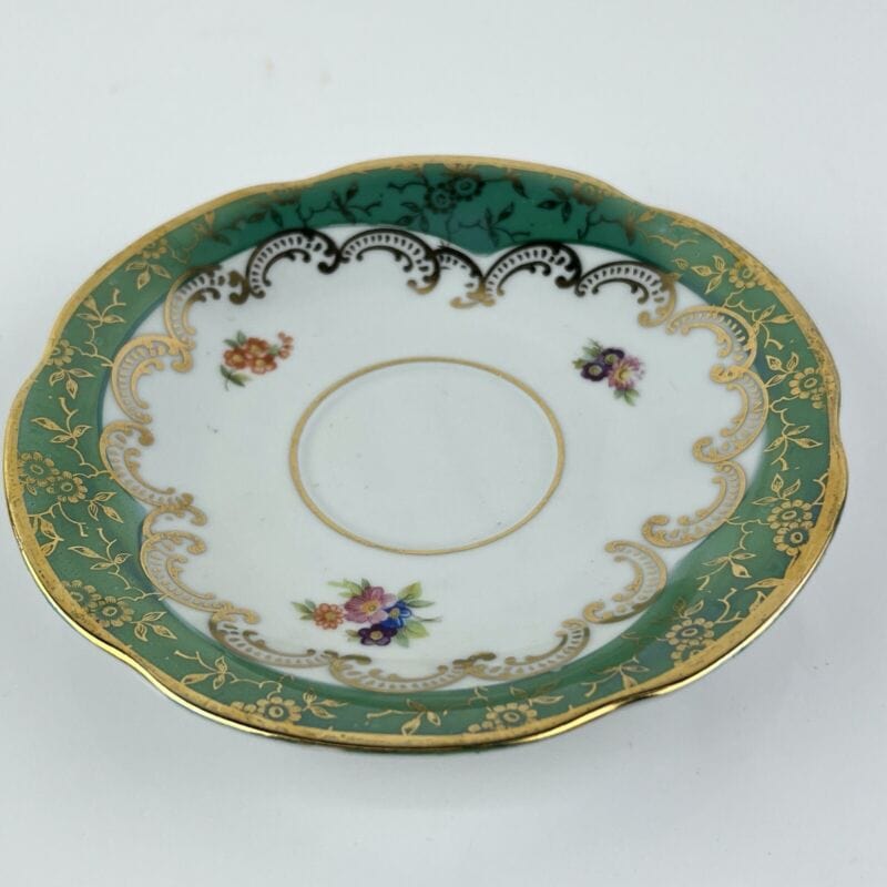 Antica Tazza da the te in porcellana Richard Ginori con piattino Fiori Verde Oro Categoria  Servizio tazze - Tazze