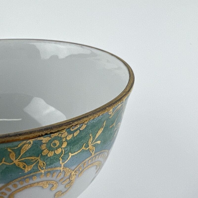 Antica Tazza da the te in porcellana Richard Ginori con piattino Fiori Verde Oro Categoria Servizio tazze - Tazze