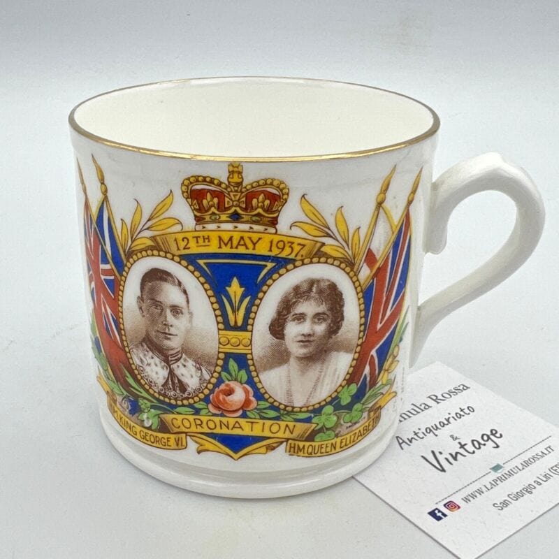 Antica Tazza Mug in porcellana Inglese Re Giorgio VI Casa Reale commemorativa Categoria Ceramiche e Porcellane