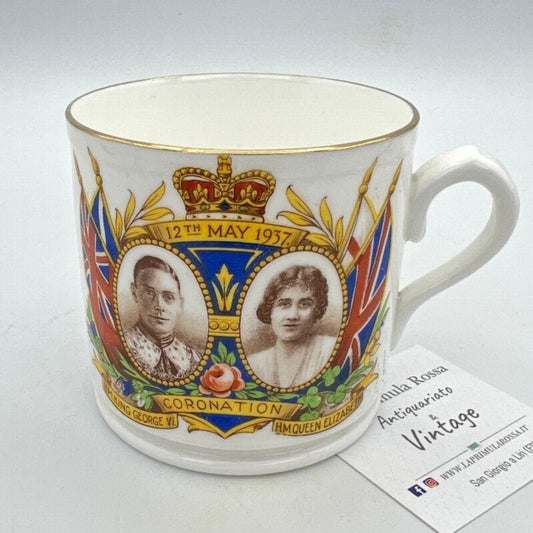 Antica Tazza Mug in porcellana Inglese Re Giorgio VI Casa Reale commemorativa Categoria  Ceramiche e Porcellane