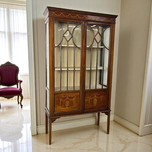 Antica Vetrina piccola cristalliera vetrinetta libreria in legno d' epoca 900 Categoria  Vetrine