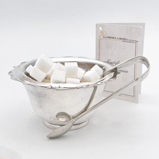 Antica zuccheriera in argento sheffield ciotola con pinza in silver plate Categoria  Sheffield & Argento