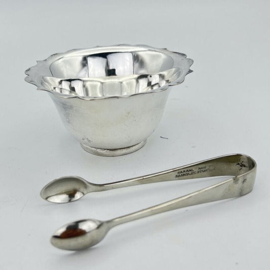 Antica zuccheriera in argento sheffield ciotola con pinza in silver plate Categoria  Sheffield & Argento