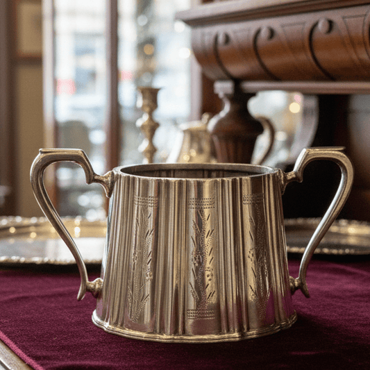 Antica Zuccheriera in Argento Sheffield ciotola silver plated Inglese epoca 900 Categoria Sheffield & Argento