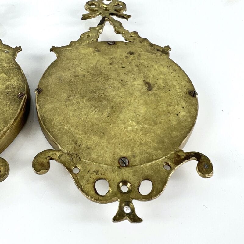 Antichi quadretti in miniatura vintage Fagiani ottone bronzo ceramica con fiocco Categoria Quadri