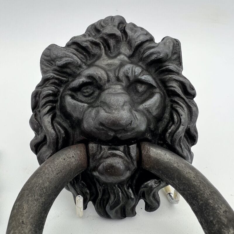 Antico Battente Per Portone D'epoca Batacchio in Ghisa testa di Leone 800 XVII Categoria Restauro