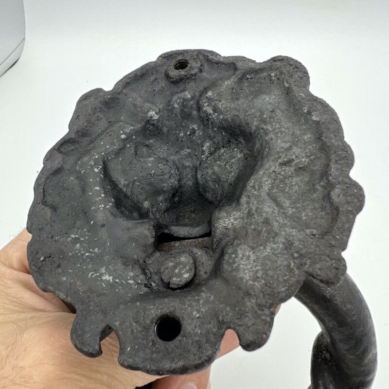 Antico Battente Per Portone D'epoca Batacchio in Ghisa testa di Leone 800 XVII Categoria Restauro