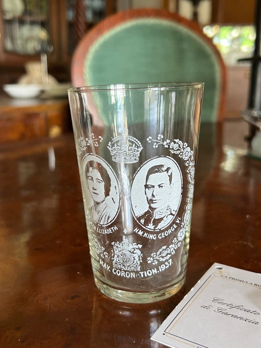 Antico bicchiere Inglese da collezione Re Giorgio VI Casa Reale commemorativa Categoria Arte e antiquariato:Cristallo e vetro:Altro cristallo e vetro