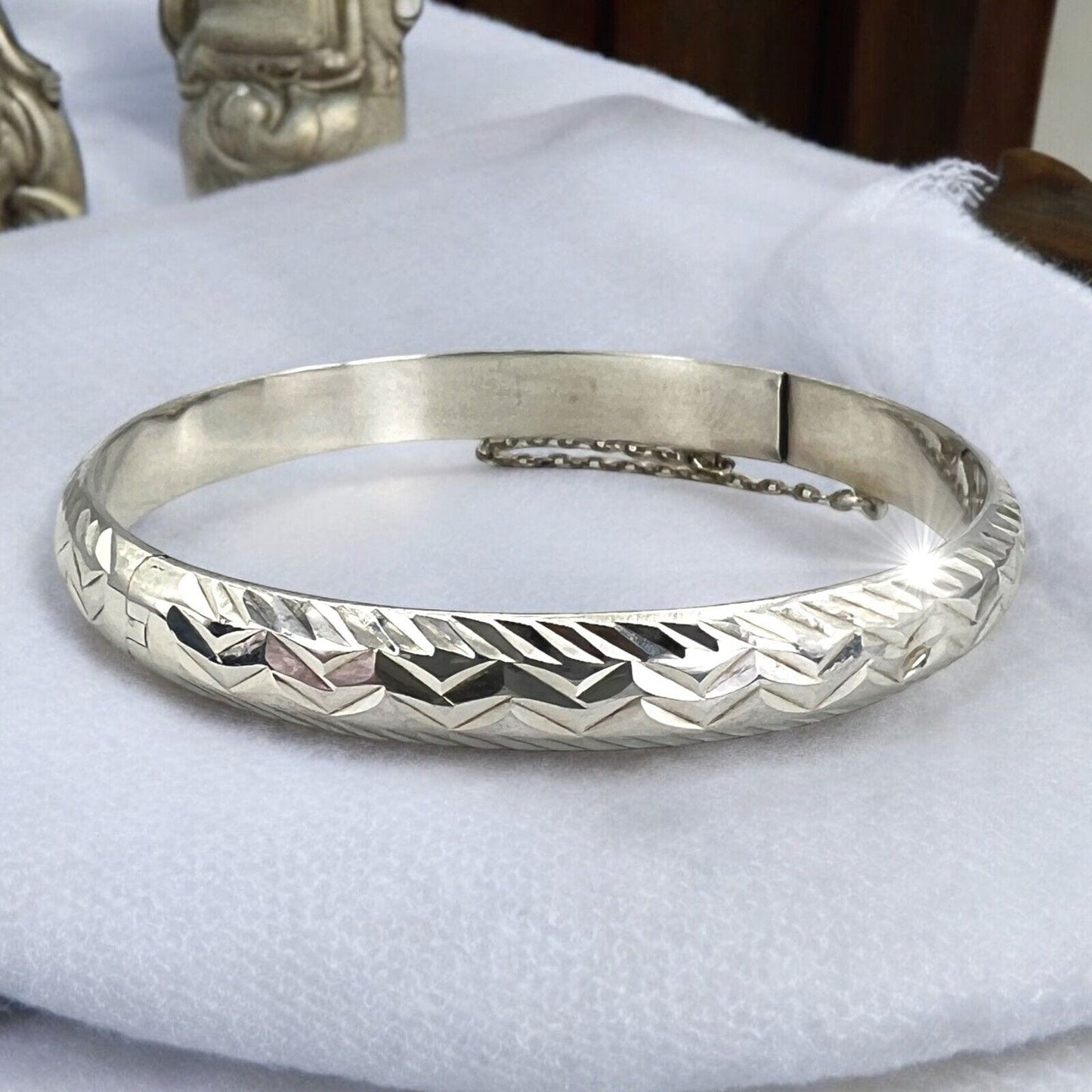 Antico Bracciale da donna in Argento 925 braccialetto a fascia rigido Chevron Categoria Bigiotteria & Accessori