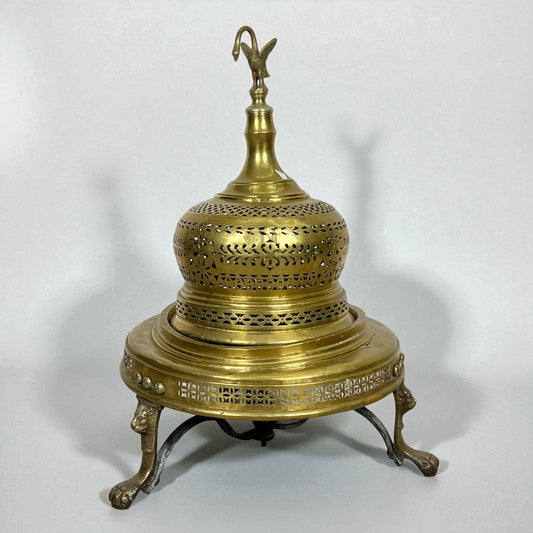 Antico braciere in rame e ottone grande portacandele traforato vintage lanterna Categoria Camino - Parascintille