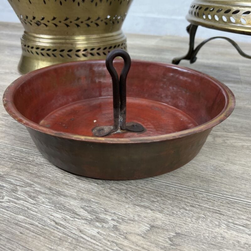 Antico braciere in rame e ottone grande portacandele traforato vintage lanterna Categoria Camino - Parascintille