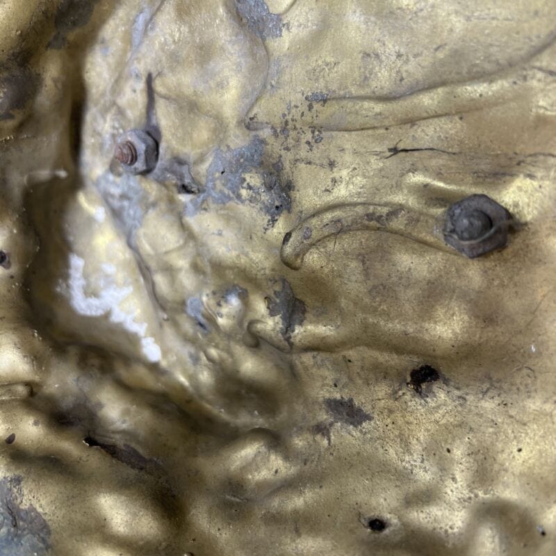 Antico bronzo scultura in firmata antica statua Aragostaio Venditore di Granchi Categoria Ottone