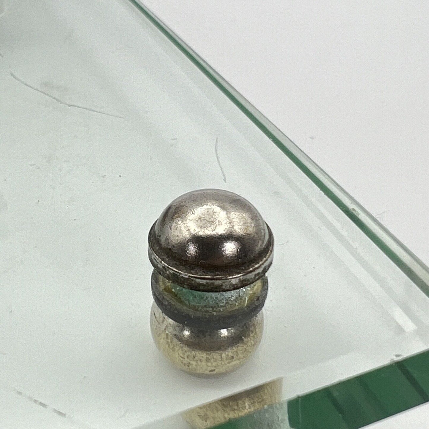Antico Calamaio da scrivania stile Art Deco in Vetro metallo cromato Portapenne Categoria Sheffield & Argento