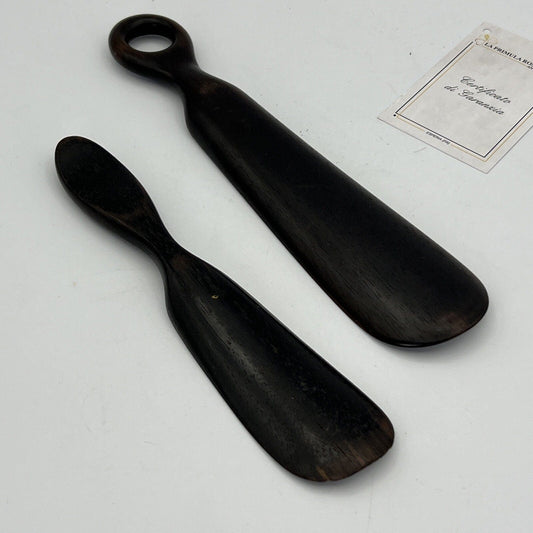 Antico calzante in Legno di ebano Nero calza scarpe set d'epoca inglese ' 1920 Categoria Finimenti per cavalli