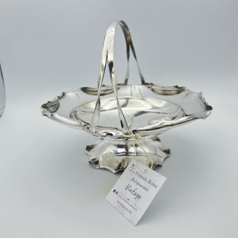 Antico Cestino in silver plated centrotavola argento sheffield con Manico ep 900 Categoria Sheffield & Argento