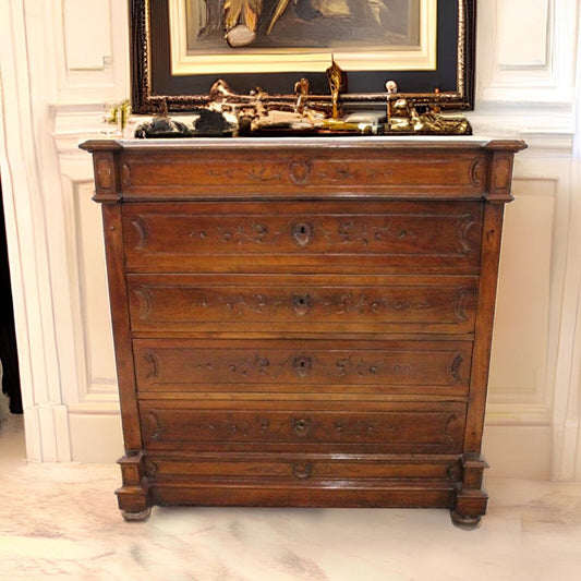 Antico Como Cassettone Cassettiera in legno di noce epoca 800 mobile 4 cassetti Categoria Comò & Cassettiere