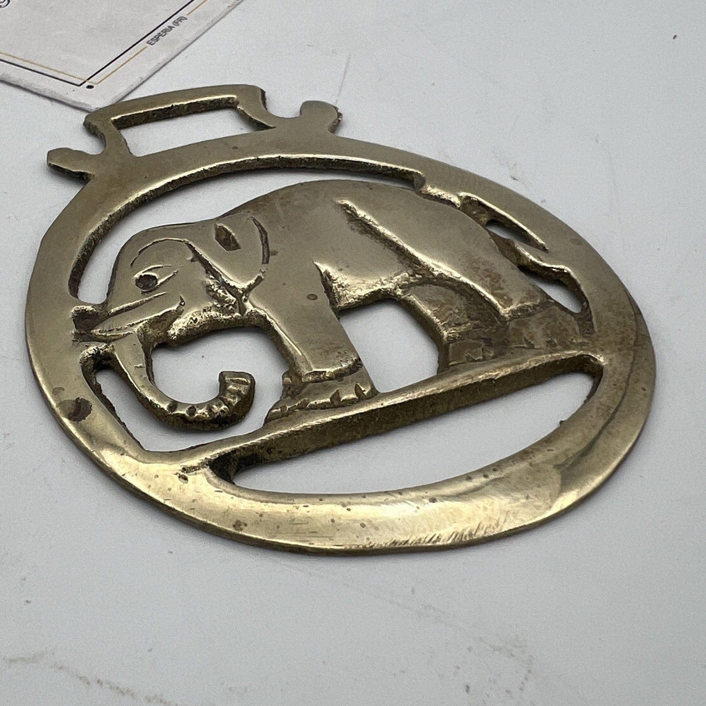Antico fregio in ottone bronzo decorativo Finimento epoca Elefante Inglese 900 Categoria Finimenti per cavalli