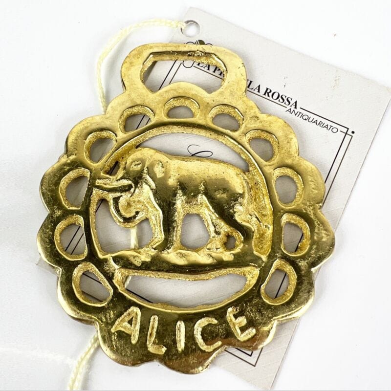 Antico fregio in ottone bronzo elemento decorativo Finimento epoca Elefante Alice Categoria Ottone