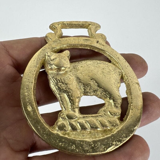 Antico fregio in ottone bronzo elemento decorativo Finimento epoca Gatto di Man Categoria Ottone