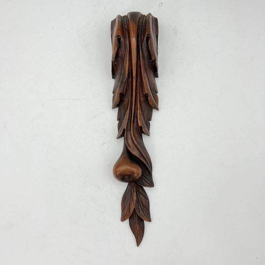 Antico intaglio decorativo vecchio fregio in legno mogano capitello d' epoca 800 Categoria Cimase-Fregi-Intagli in legno