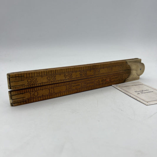 Antico metro in Pollici legno richiudibile pieghevole inglese vecchio Vintage AJ Categoria Attrezzi e Strumenti