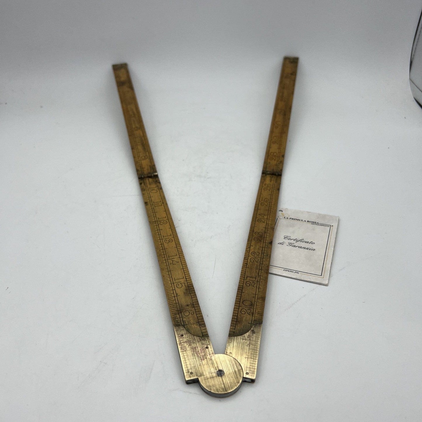 Antico metro in Pollici legno richiudibile pieghevole inglese vecchio Vintage AJ Categoria Attrezzi e Strumenti