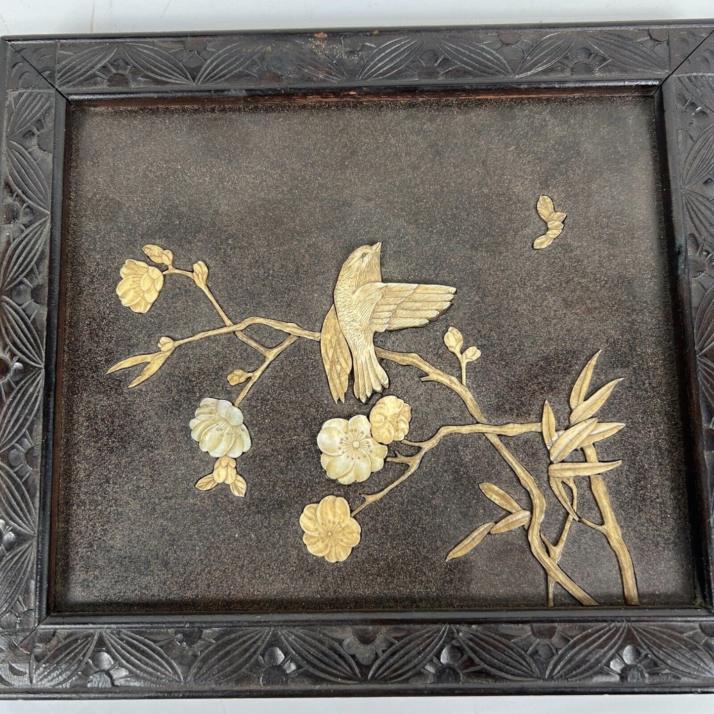 Antico pannello quadro giapponese orientale stile shibayama in legno 800 Categoria Quadri