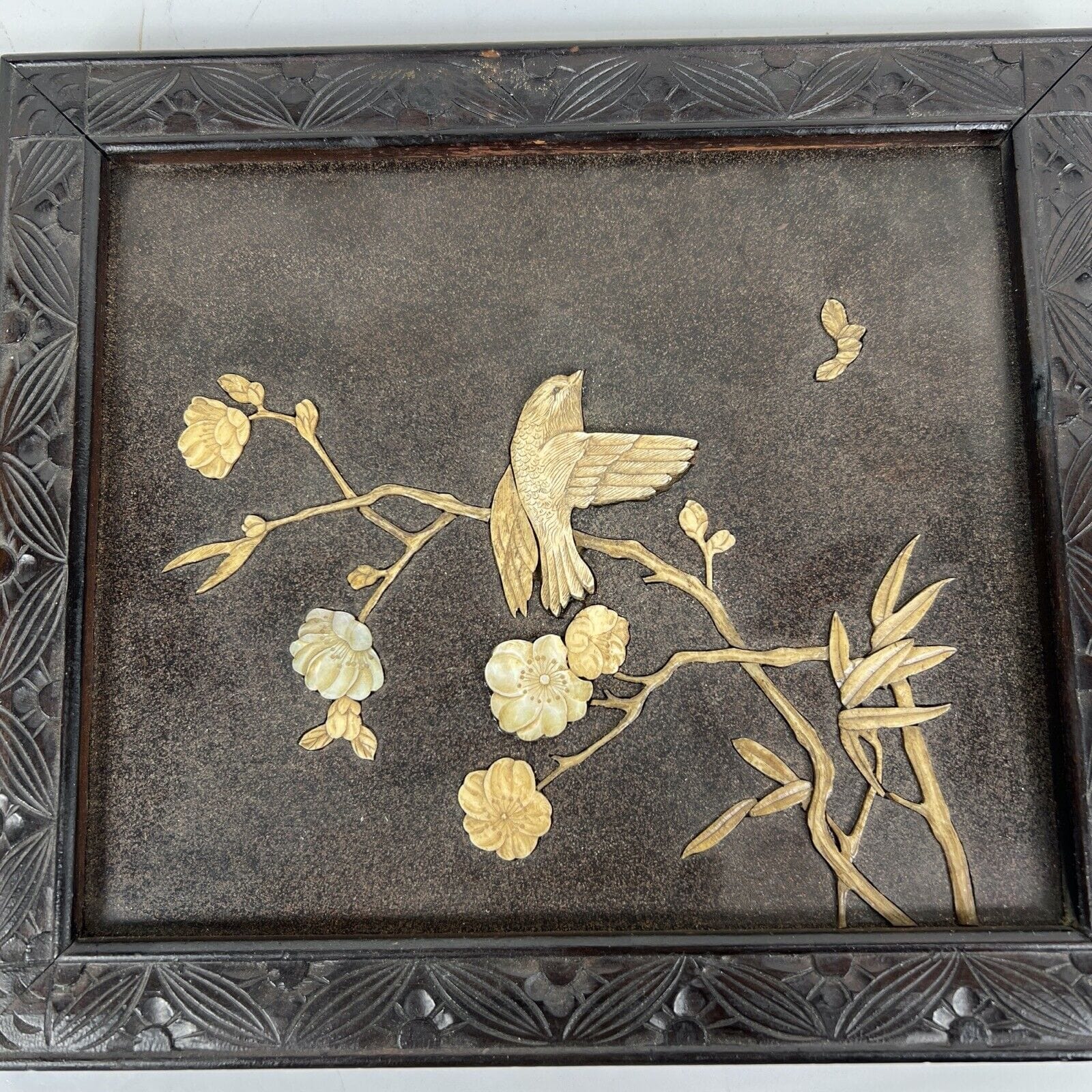 Antico pannello quadro giapponese orientale stile shibayama in legno 800 Categoria  Quadri